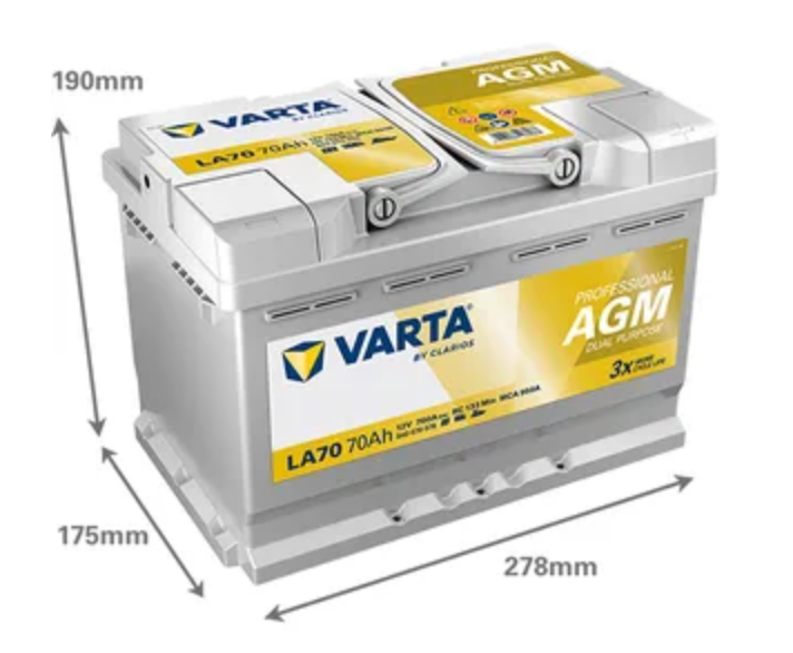 LA70 VARTA PROFESSIONAL DUAL PURPOSE AGM LEISURE BATTERY