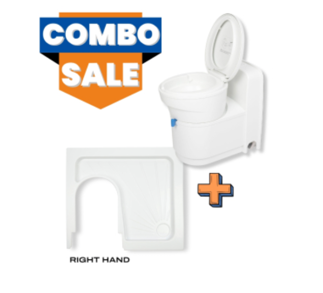 Swivel Toilet and Shower Tray Right